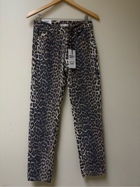NWT; OAT New York leopard print ankle jeans🟤